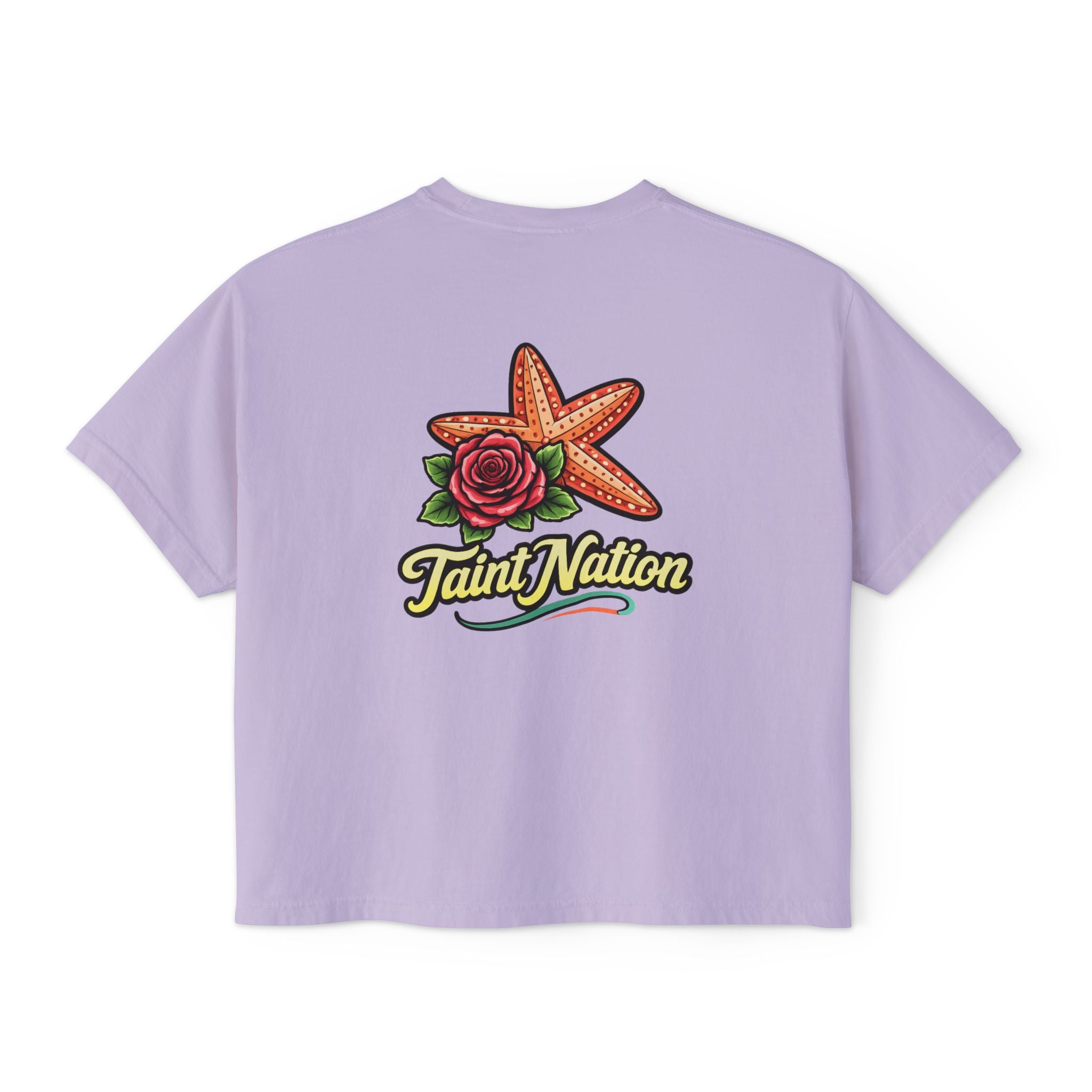 Women's Boxy Tee — 'Taint Nation' Starfish & Rose Graphic Cropped T‑Shirt