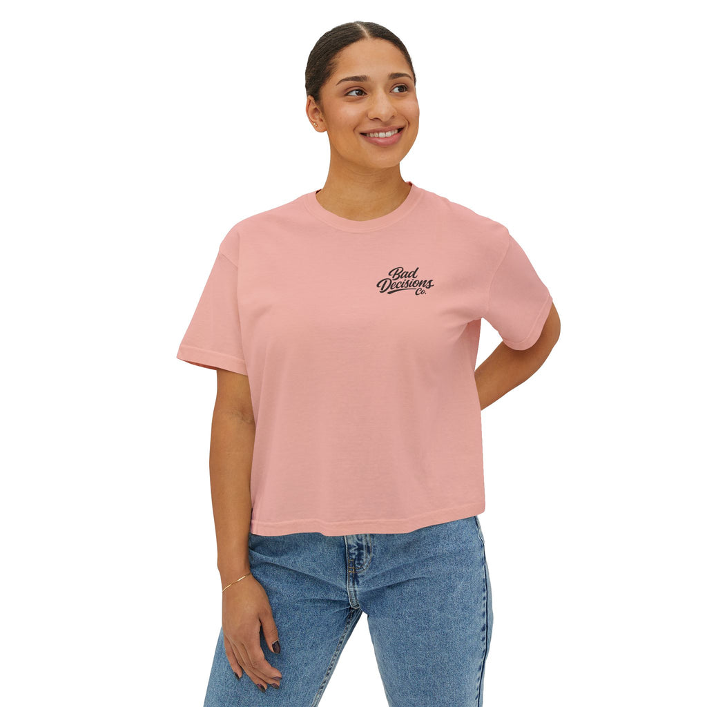 Women's Boxy Tee — 'Taint Nation' Starfish & Rose Graphic Cropped T‑Shirt