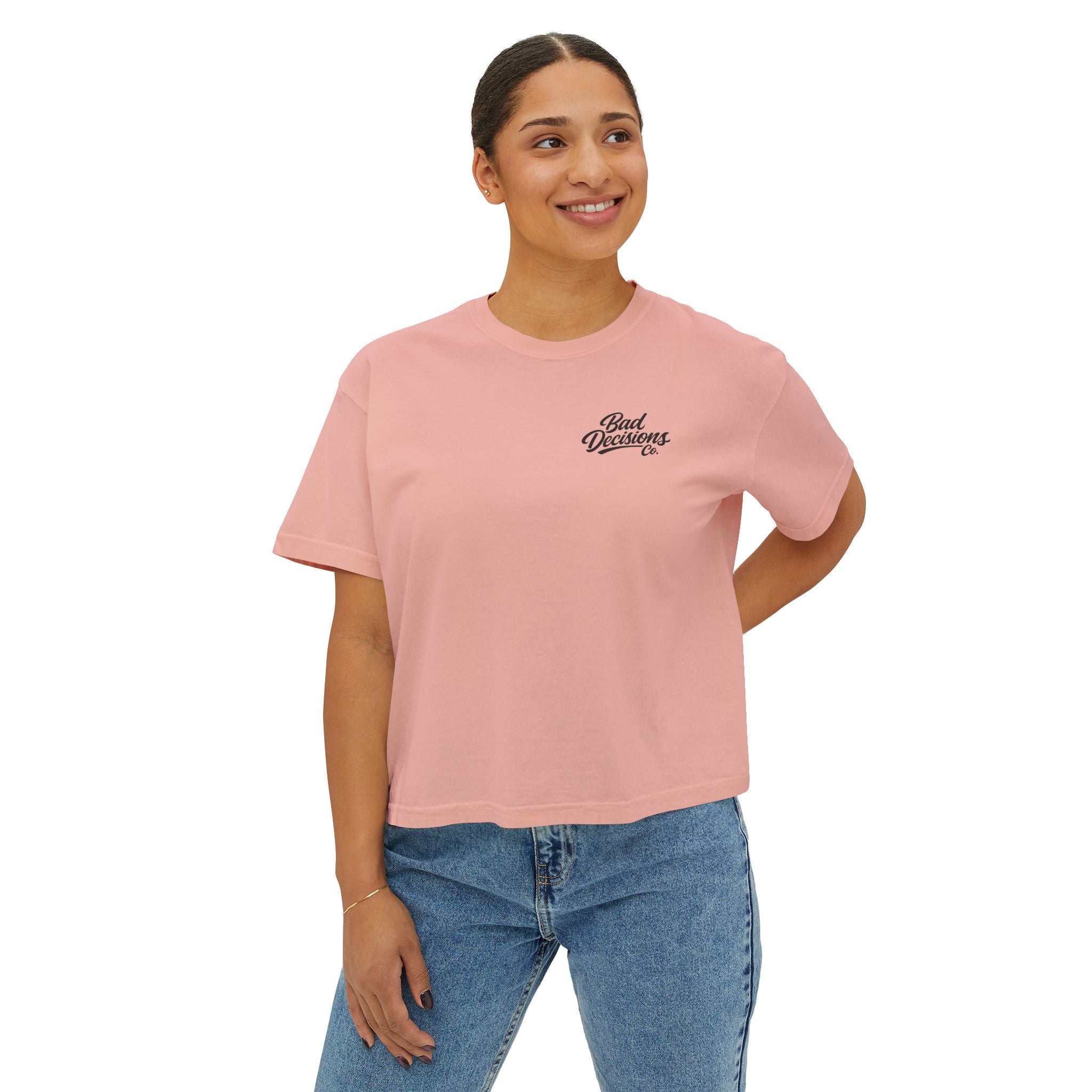 Women's Boxy Tee — 'Taint Nation' Starfish & Rose Graphic Cropped T‑Shirt