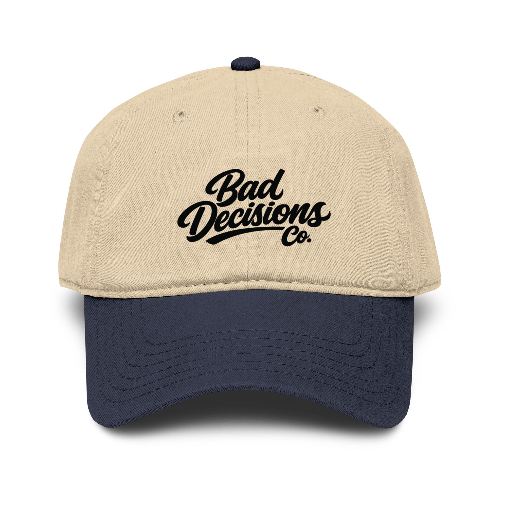 Bad Decisions Co. Washed Baseball Cap — Vintage Script Dad Hat