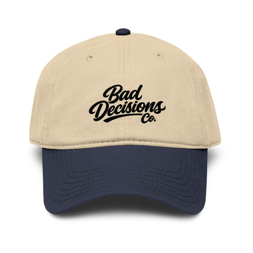 Bad Decisions Co. Washed Baseball Cap — Vintage Script Dad Hat