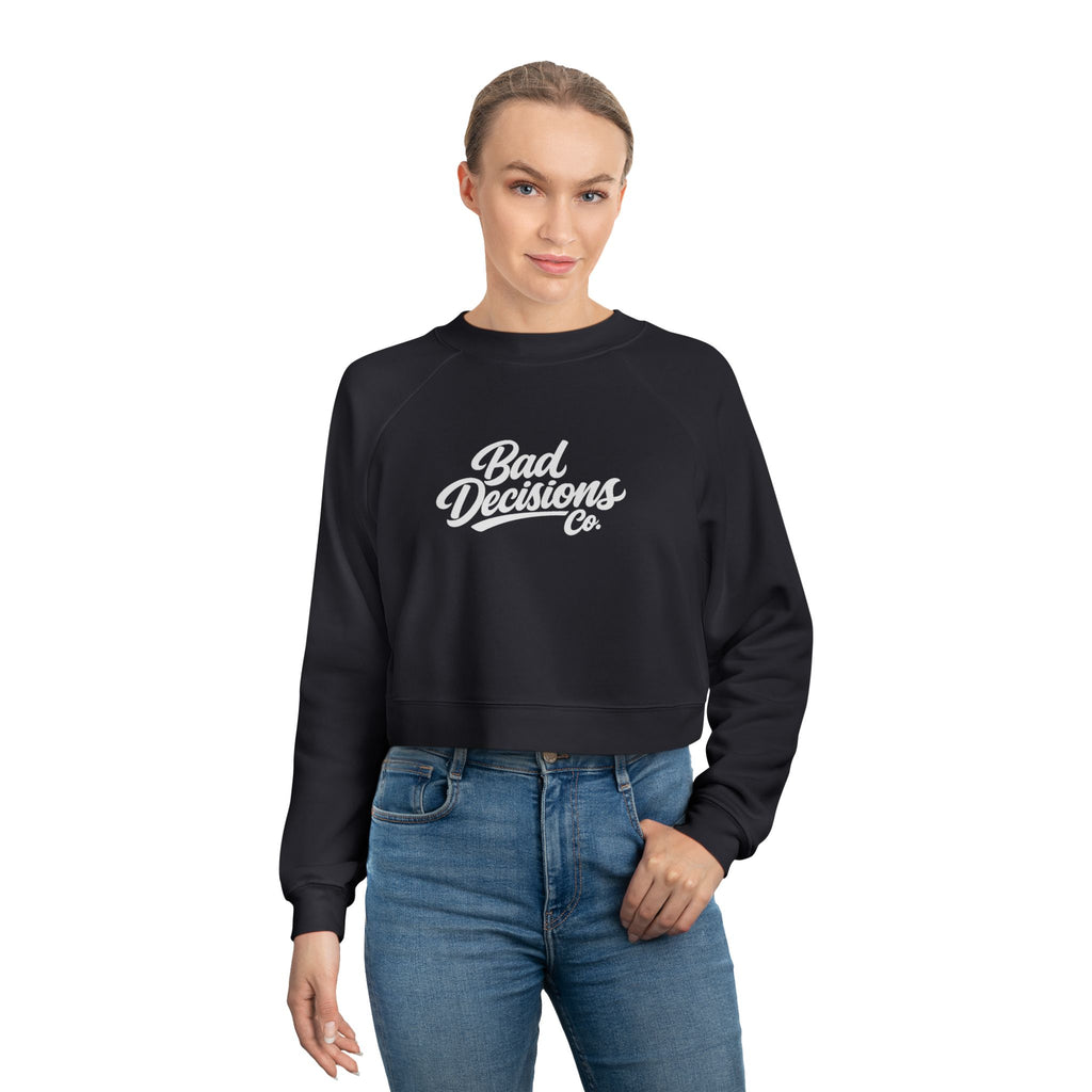 Cropped Pullover — 'Bad Decisions Co.' Retro Script Cropped Fleece
