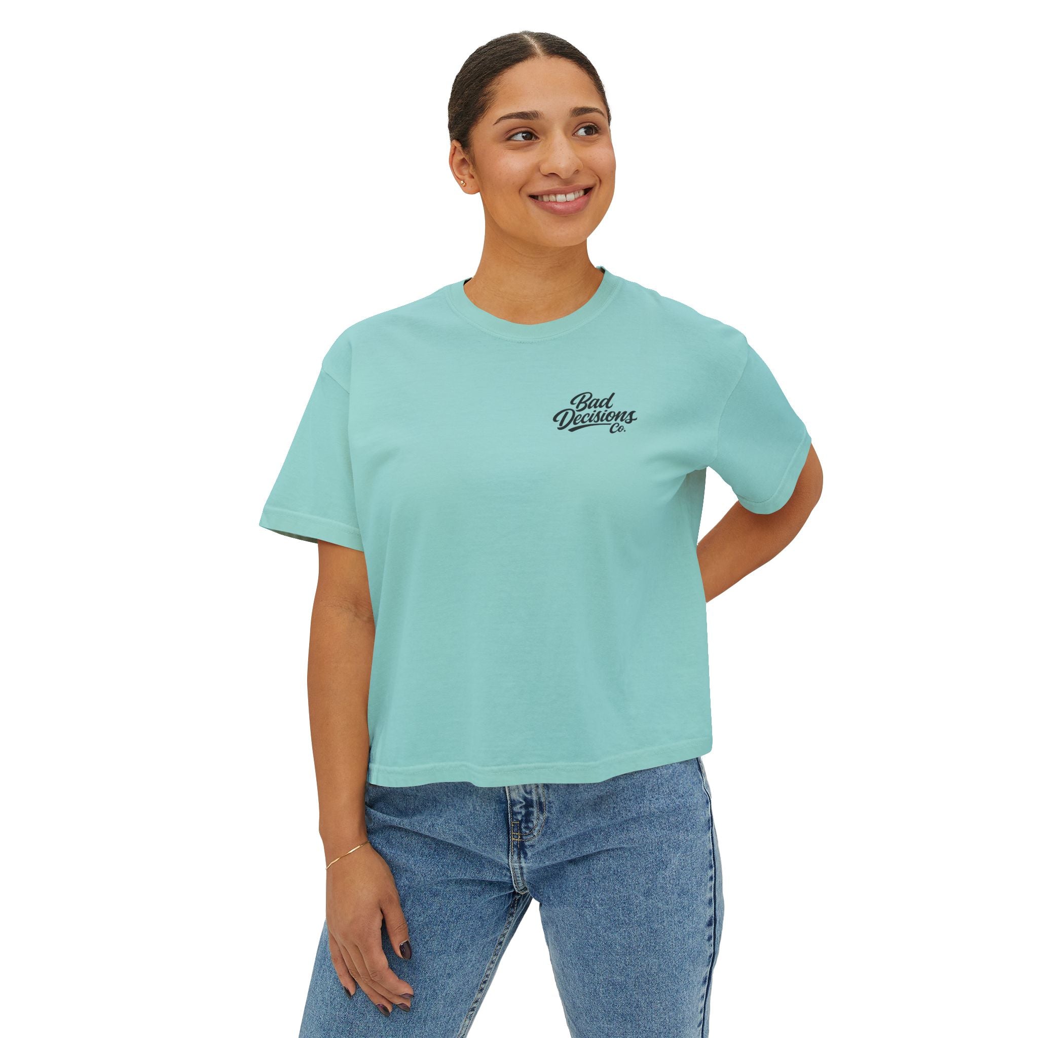 Women's Boxy Tee — 'Taint Nation' Starfish & Rose Graphic Cropped T‑Shirt