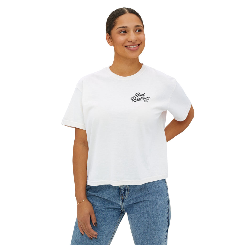 Women's Boxy Tee — 'Taint Nation' Starfish & Rose Graphic Cropped T‑Shirt