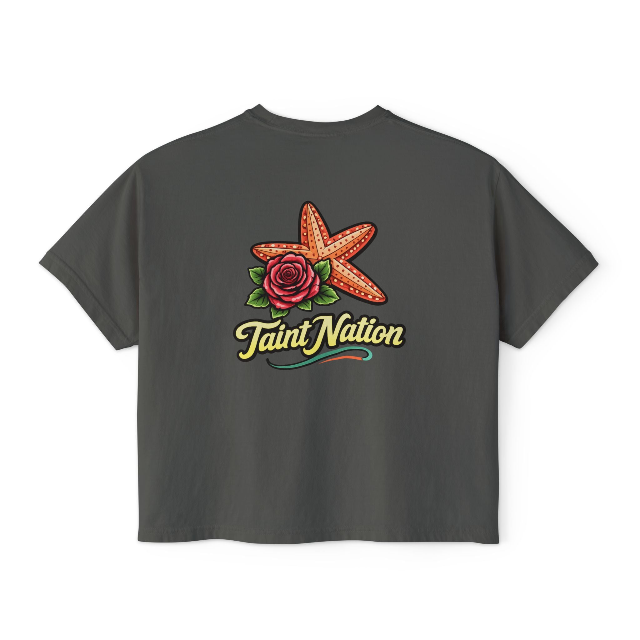 Women's Boxy Tee — 'Taint Nation' Starfish & Rose Graphic Cropped T‑Shirt