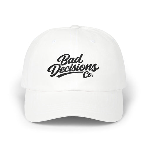 Bad Decisions Co. Classic Dad Cap — Embroidered Retro Script Baseball Hat