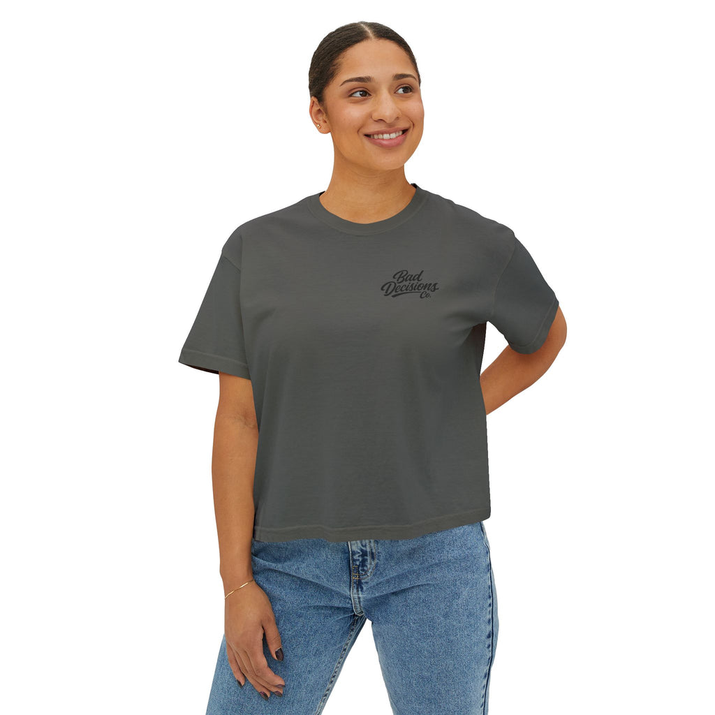 Women's Boxy Tee — 'Taint Nation' Starfish & Rose Graphic Cropped T‑Shirt