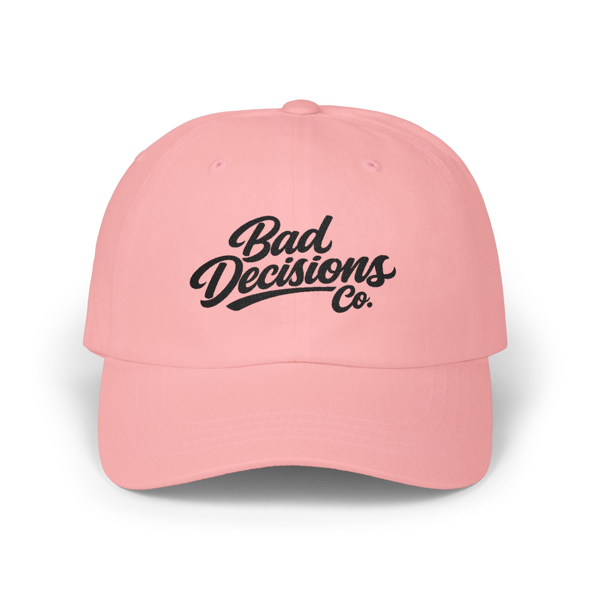 Bad Decisions Co. Classic Dad Cap — Embroidered Retro Script Baseball Hat