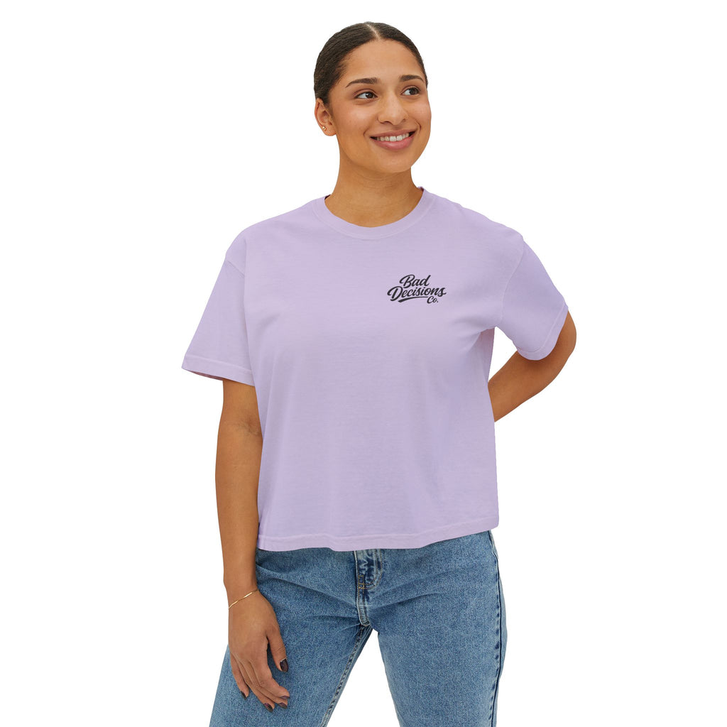 Women's Boxy Tee — 'Taint Nation' Starfish & Rose Graphic Cropped T‑Shirt