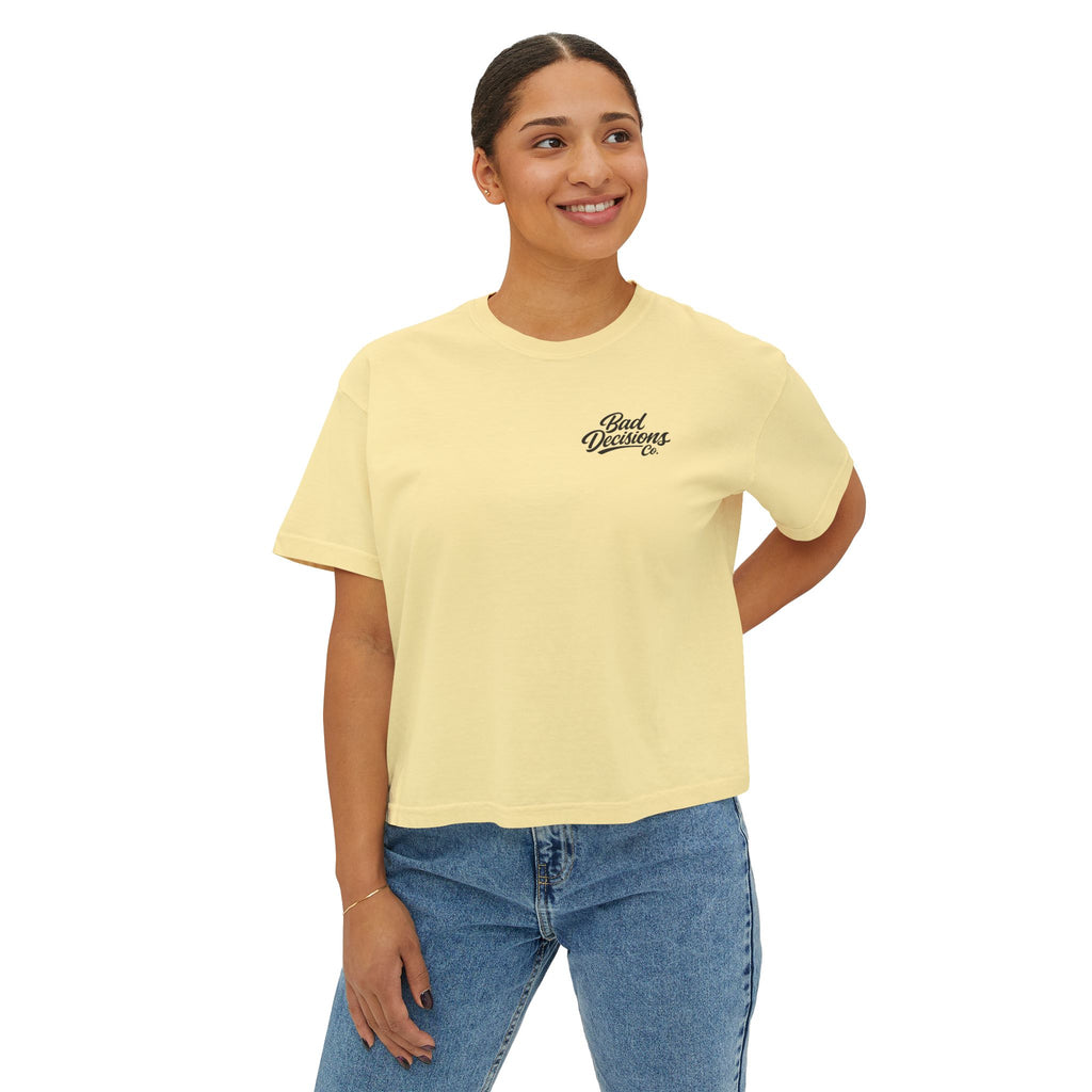 Women's Boxy Tee — 'Taint Nation' Starfish & Rose Graphic Cropped T‑Shirt