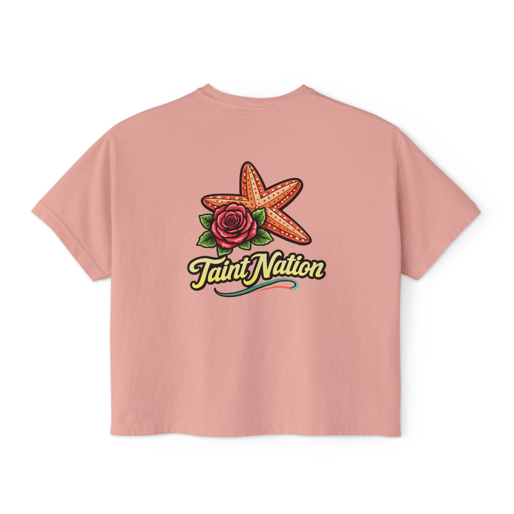 Women's Boxy Tee — 'Taint Nation' Starfish & Rose Graphic Cropped T‑Shirt