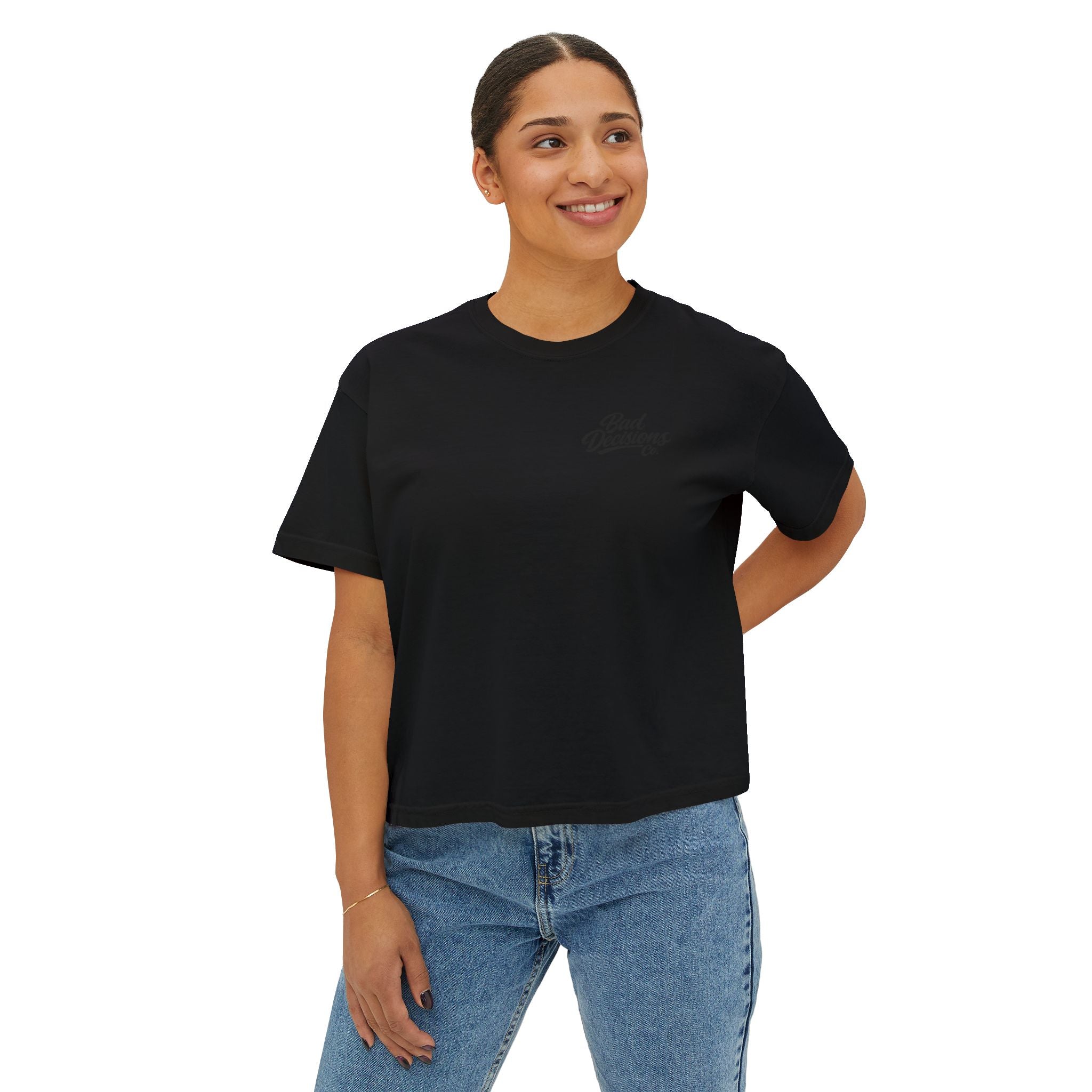 Women's Boxy Tee — 'Taint Nation' Starfish & Rose Graphic Cropped T‑Shirt